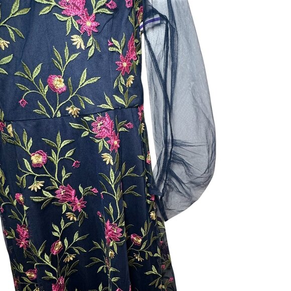 JS Collections Dress Evelyn Illusion Midi floral blue size 10 NEW - Picture 8 of 14